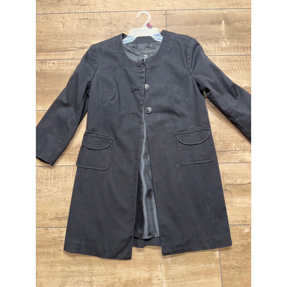 Apostrophe Women's Black Button Front Long Sleeve‎ Pocketed Coat Jacket